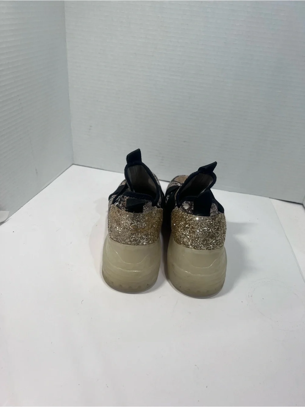 Steve Madden Snake-Print and Glitter Slip-On Sneakers in Beige and Black